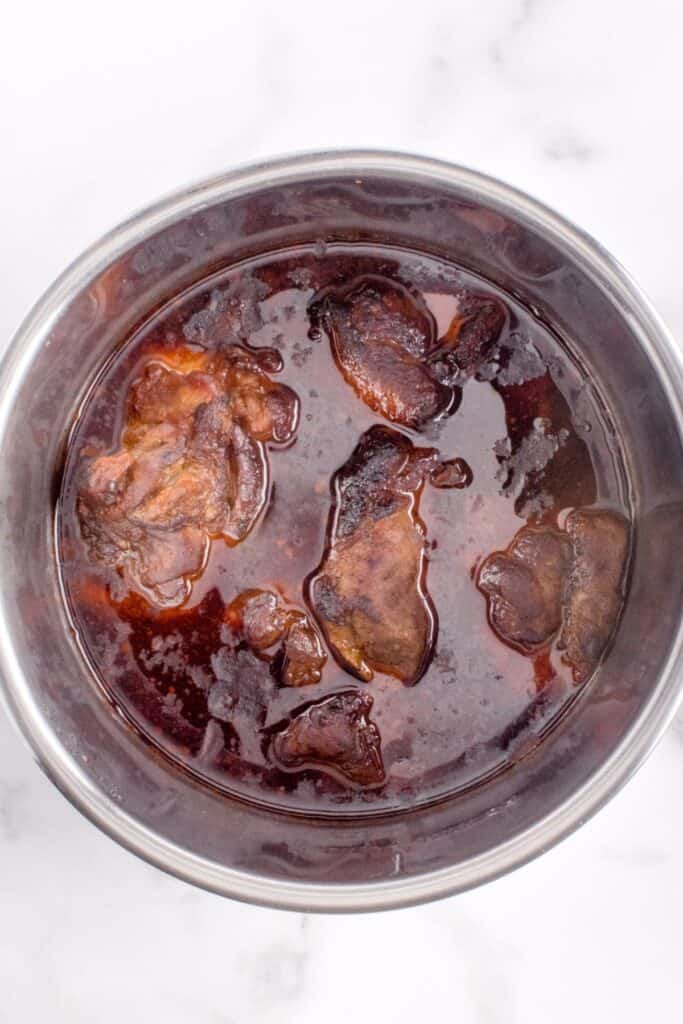 cooked pork in the Instant Pot before it's shredded