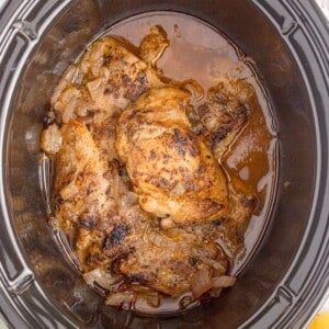 Chicken thighs in the crock pot.